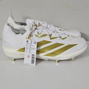 Adidas AdiZero Electric + 2.0 Baseball Metal Cleats White/Gold Men's Size 9